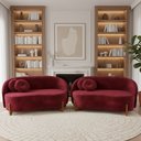 Ver imagem 2 de Kit 02 Sofás Orgânicos 2 Lugares C/2 Almofadas Curvo Sala Recepção Amsterdã Veludo Vermelho - Montan