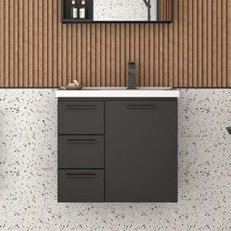 Gabinete para Banheiro em Aço 3 Gavetas Ameixa Preto - Cozimax - 1