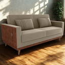 Ver imagem 2 de Sofa Cama 2 Lugares 203 Cm Veludo Maserati Corino Marrom Claro Whisk Milani Store