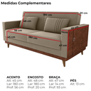 Ver imagem 4 de Sofa Cama 2 Lugares 203 Cm Veludo Maserati Corino Marrom Claro Whisk Milani Store