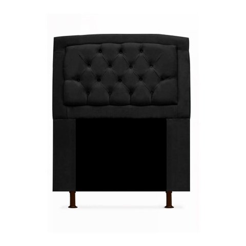 Cabeceira Geovana Para Cama Box Solteiro 120cm com Capitonê Suede - Ecotec Decor:Preto