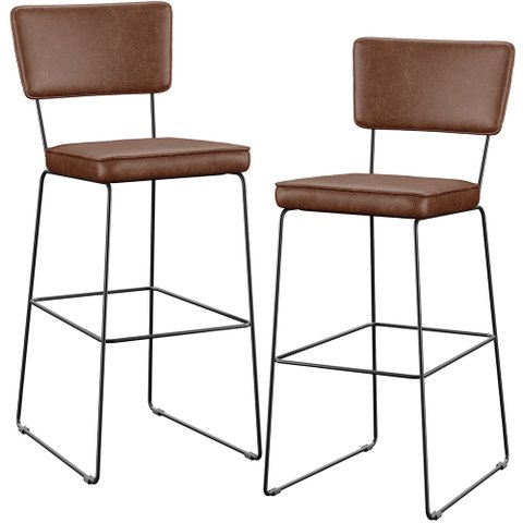 Kit 02 Banqueta Alta Cozinha Sala de Jantar Fixa Allana L02 Couríssimo Marrom - Lyam Decor