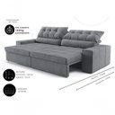 Ver imagem 2 de Sofá com Chaise Medelín 5 Lugares Retrátil e Reclinável 275cm Grafite Suede