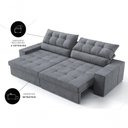 Ver imagem 4 de Sofá com Chaise Medelín 5 Lugares Retrátil e Reclinável 275cm Grafite Suede