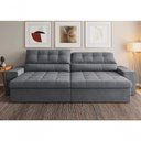 Ver imagem 1 de Sofá com Chaise Medelín 5 Lugares Retrátil e Reclinável 275cm Grafite Suede