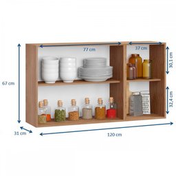 Armário Aéreo Cozinha 3 Portas Madeira/Grafite 1005 - Bentec Móveis - 3