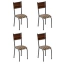 Ver imagem 1 de Kit 4 Cadeiras de Jantar Estofadas Corino Mariana Marrom Prata/Marrom/Carvalho