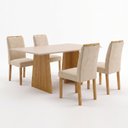 Ver imagem 2 de Conjunto de Mesa de Jantar 4 Lugares Lyra 120x80cm MDF Cinamomo e Off White