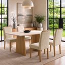 Ver imagem 1 de Conjunto de Mesa de Jantar 4 Lugares Lyra 120x80cm MDF Cinamomo e Off White