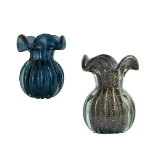Conjunto de Vasos Muranos Trouxinhas - Preto e Azul Petróleo | Casa Del Grande
