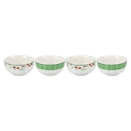 Conjunto 4 Bowl Tigela Cumbuca Cereais Molhos Verde e Branco - 4