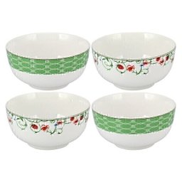 Conjunto 4 Bowl Tigela Cumbuca Cereais Molhos Verde e Branco - 1