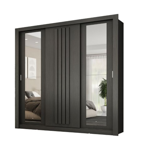 Guarda-roupa Casal 3 Portas Doha Duo Carraro Ripado