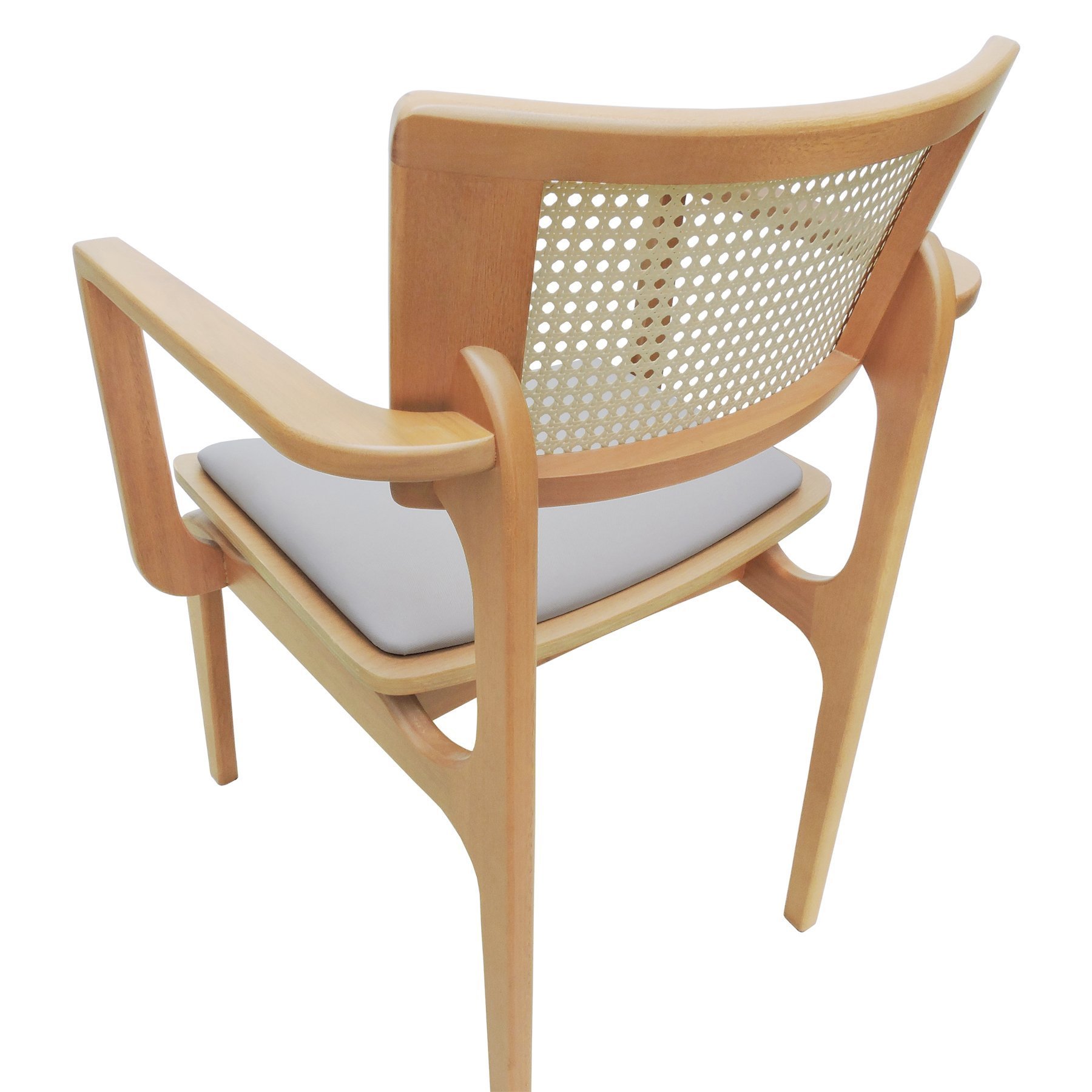 Cadeira Apollo Madeira Maciça com Braço Encosto Telinha Assento Anatômico - Natural Estofado Linho B - 8
