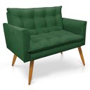 Ver imagem 1 de Namoradeira 2 Lugares Olivia Suede Verde Pés Palito Castanho - Pallazio