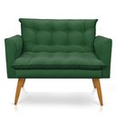 Ver imagem 3 de Namoradeira 2 Lugares Olivia Suede Verde Pés Palito Castanho - Pallazio