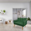 Ver imagem 2 de Namoradeira 2 Lugares Olivia Suede Verde Pés Palito Castanho - Pallazio