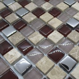Pastilha de Vidro para Parede 30x30cm Marrom Aluminio - 2