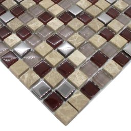 Pastilha de Vidro para Parede 30x30cm Marrom Aluminio - 5