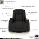 Ver imagem 3 de Poltrona do Papai Reclinável Massagem e Aquecimento Giratório Balanço 2 Porta Copos Mark Pu Marrom G
