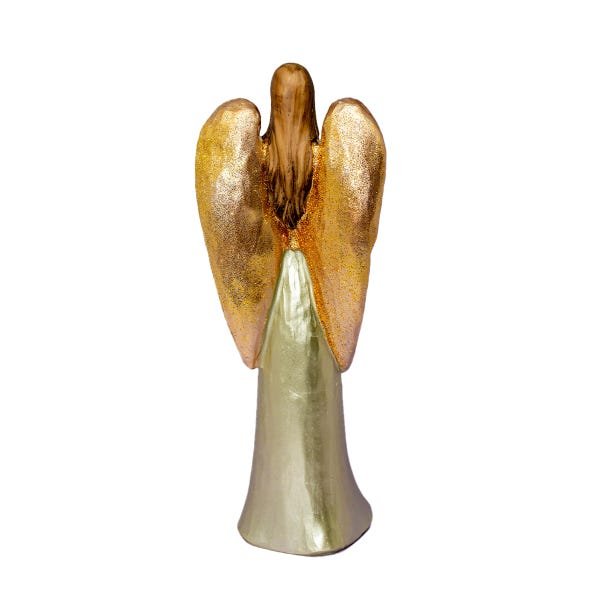 Anjo Castiçal De Resina Dourado Decorativo Grande 35cm - 5
