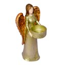 Ver imagem 3 de Anjo Castiçal Resina Decoração Pequeno Dourada 19cm