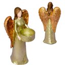 Ver imagem 1 de Anjo Castiçal Resina Decoração Pequeno Dourada 19cm