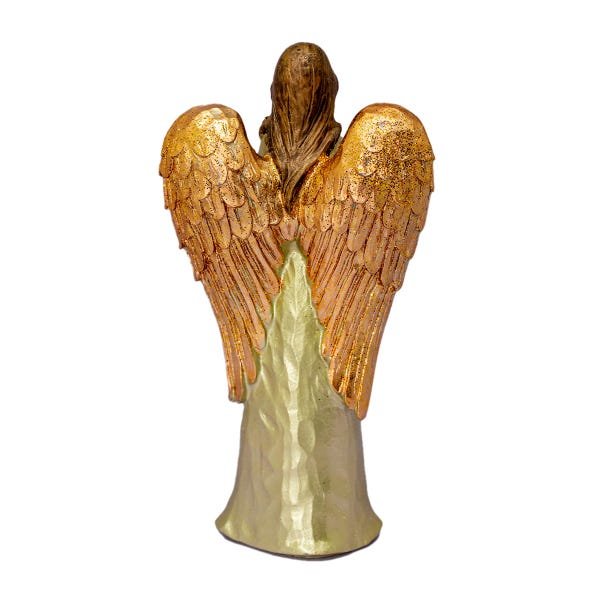 Anjo Castiçal Resina Decoração Pequeno Dourada 19cm - 2