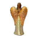 Ver imagem 2 de Anjo Castiçal Resina Decoração Pequeno Dourada 19cm