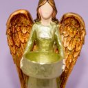 Ver imagem 4 de Anjo Castiçal Resina Decoração Pequeno Dourada 19cm