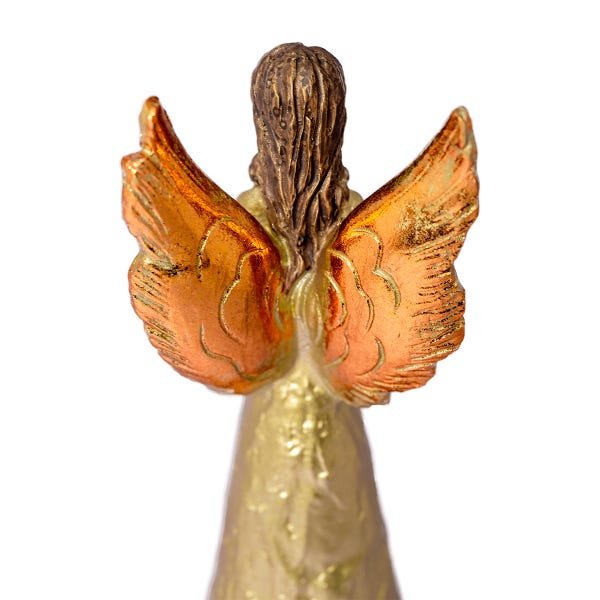 Anjo Dourado De resina Com Detalhe Pombo 20cm - 4