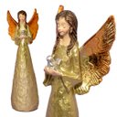 Ver imagem 1 de Anjo Dourado De resina Com Detalhe Pombo 20cm