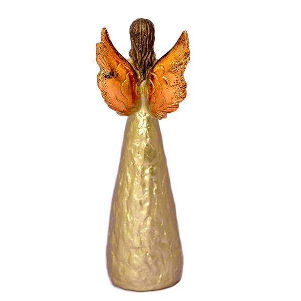 Anjo Dourado De resina Com Detalhe Pombo 20cm - 3