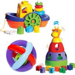 Kit de Brinquedos para Bebês Barco + Girafa + Bola - 1