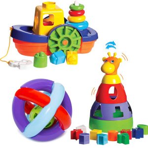 Kit de Brinquedos para Bebês Barco + Girafa + Bola