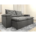 Ver imagem 1 de Sofá 3 Lugares Retrátil e Reclinável 2,00 Metros Alpoim Estofados Cinza 202 Athenas