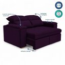 Ver imagem 5 de Sofá Boni 2 Lugares Retrátil e Reclinável 190cm Roxo em Veludo Loja Sheep