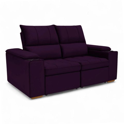 Sofá Boni 2 Lugares Retrátil e Reclinável 190cm Roxo em Veludo Loja Sheep
