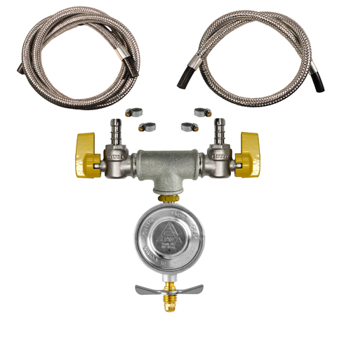 Kit Dupla Saída de Gás Registro Aliança 1kg Flexível:80cm + 80cm