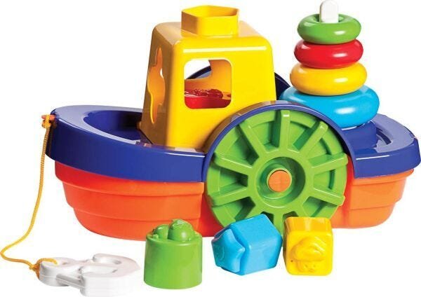 Brinquedos para Bebês Barco + Empilha Baby Macaco + Girafa - 3