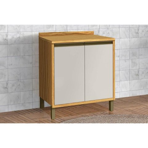 Gabinete de Cozinha Modulado Balcão C/ Tampo Tempranillo C/ 2 Portas 80cm Amendoa/off White -