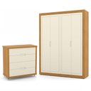 Ver imagem 1 de Jogo de Quarto Infantil com Guarda Roupa 4 Portas e Cômoda 4 Gavetas Tutto New Off White/Freijó - Ma