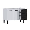 Ver imagem 6 de Gabinete para Cozinha em Aço Atena com Gavetas - Pia 120cm Branco/Preto