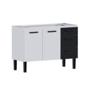 Ver imagem 3 de Gabinete para Cozinha em Aço Atena com Gavetas - Pia 120cm Branco/Preto