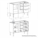Ver imagem 4 de Gabinete para Cozinha em Aço Atena com Gavetas - Pia 120cm Branco/Preto
