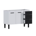 Ver imagem 6 de Gabinete para Cozinha em Aço Atena com Gavetas - Pia 120cm Branco/Preto