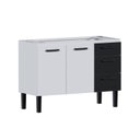 Ver imagem 3 de Gabinete para Cozinha em Aço Atena com Gavetas - Pia 120cm Branco/Preto