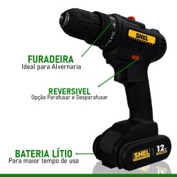 Parafusadeira Bivolt Furadeira com Impacto 19 Posições Torque 12v Mandril 1/2" e 3/8" Snel Ferrament - 2