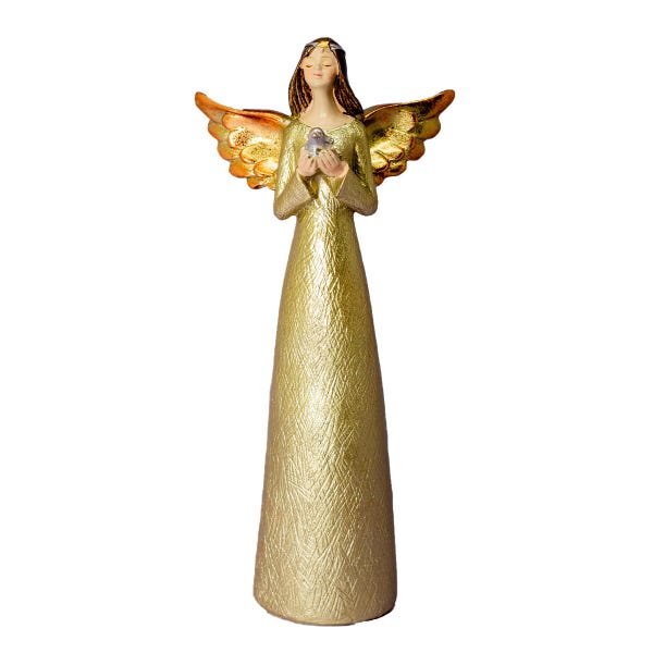 Anjo Dourado de Resina Detalhe Pomba Decorativo 20cm - 3