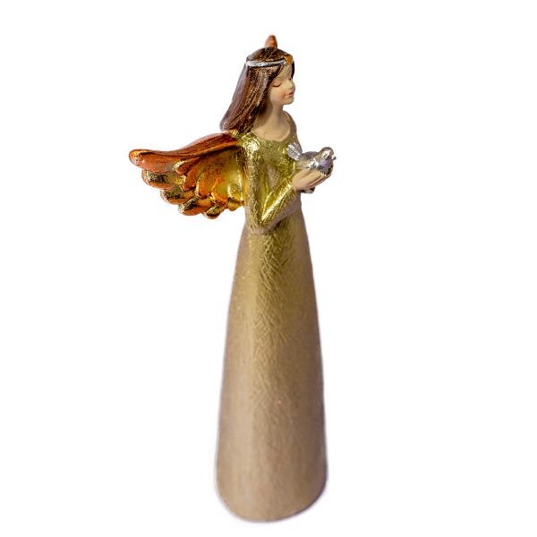 Anjo Dourado de Resina Detalhe Pomba Decorativo 20cm - 6